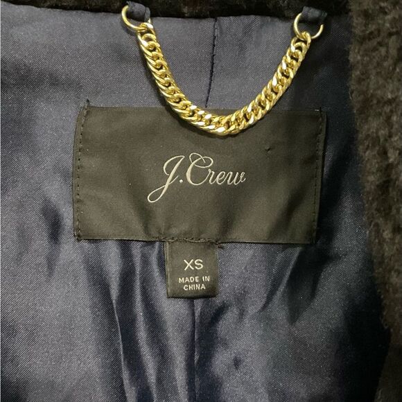 J. Crew Zip-up Plush Fleece Coat Black Sz XS Teddy Sherpa High Collar Jacket - Picture 4 of 9